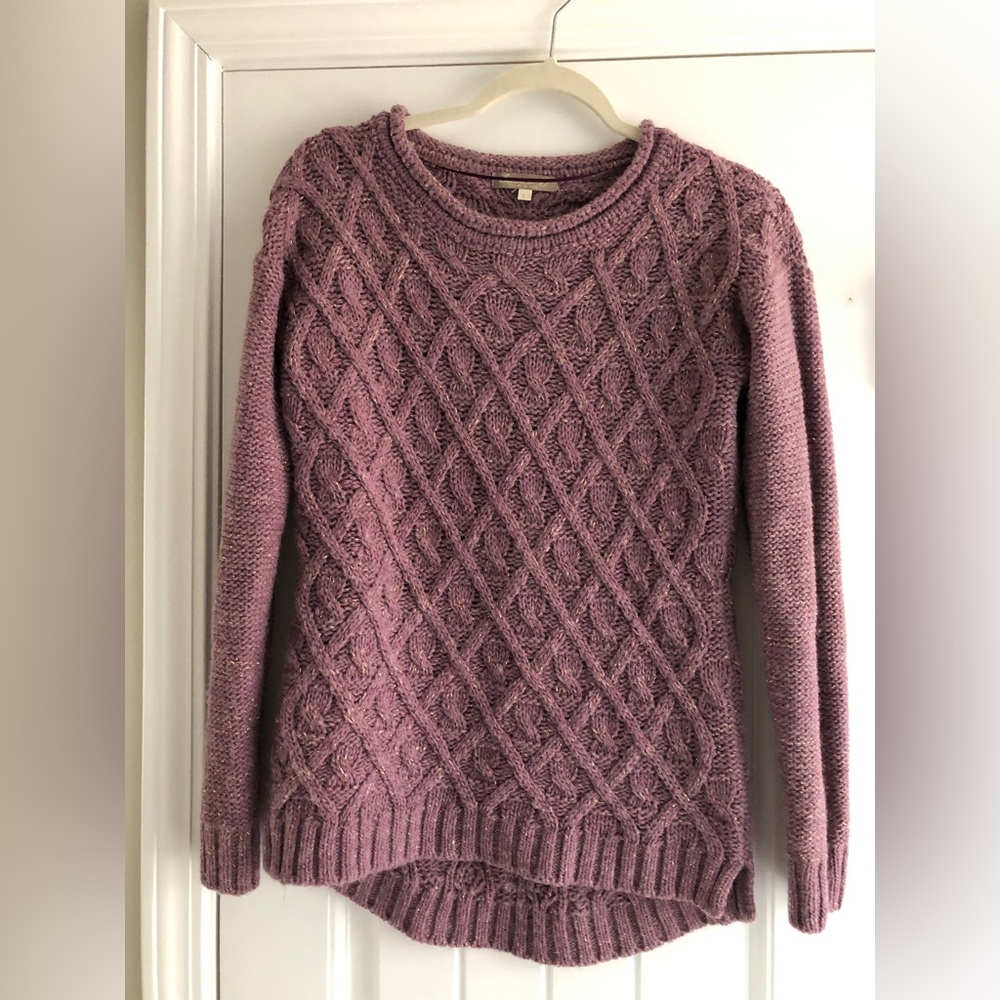 Bianca B Wool Blend Mauve Sweater with Gold Thread  Detail throughout - L